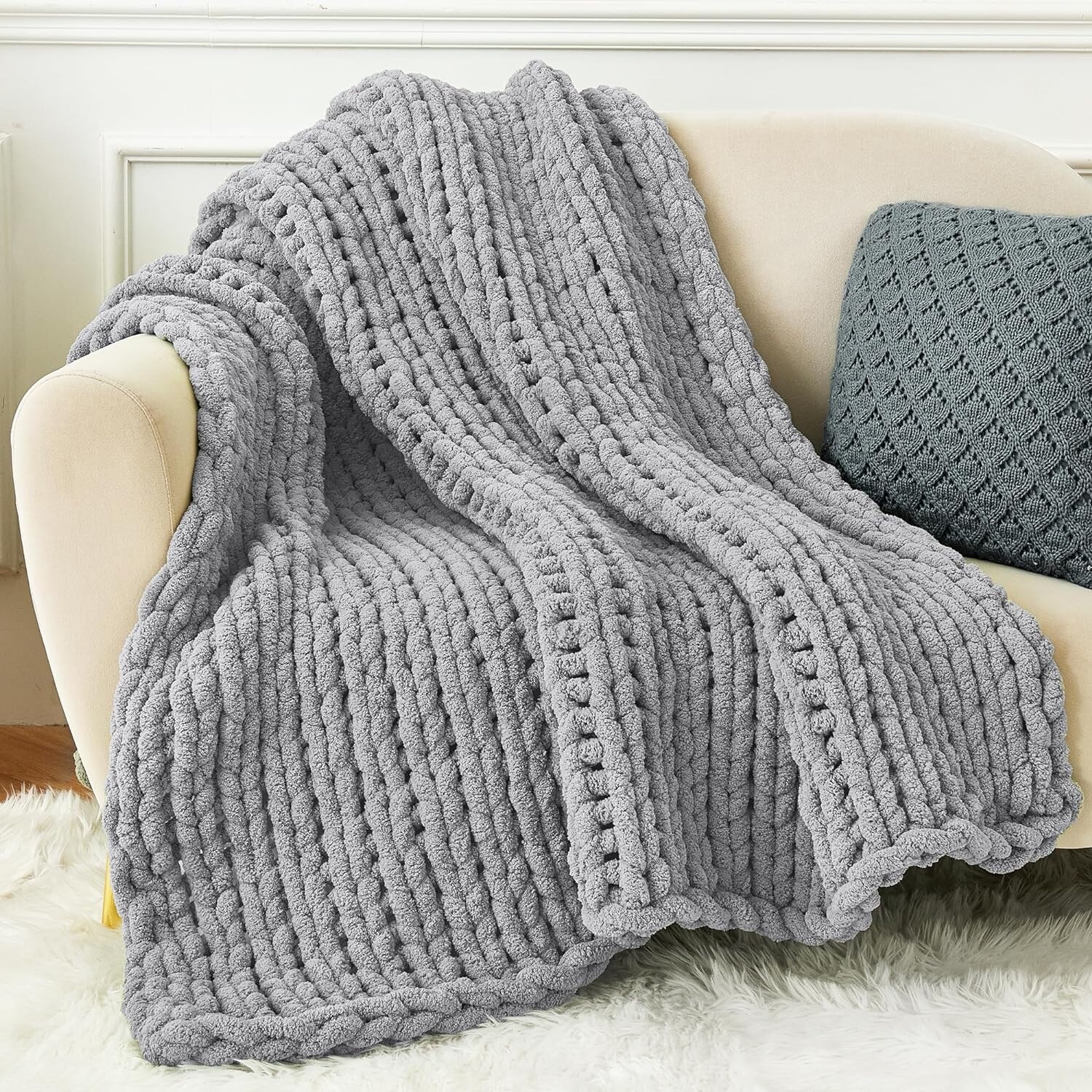 Modern threads chunky knit throw clearance