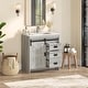 preview thumbnail 4 of 29, EROMMY Farmhouse Bathroom Vanity with Ceramic Top and Sliding Barn Door Sink Cabinet, Rustic Single Sink Vanity