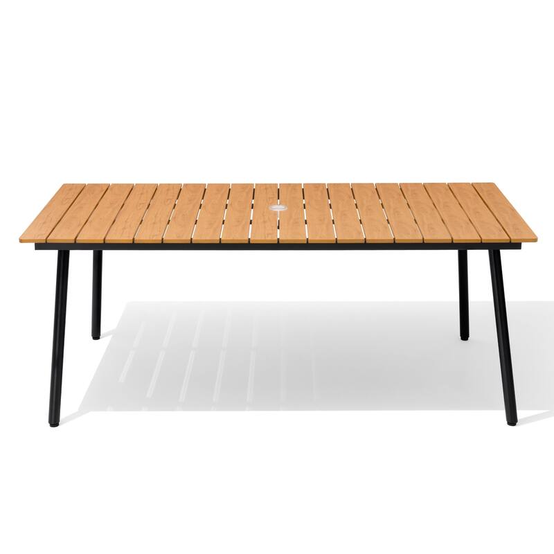 Outdoor Dining Furniture Rectangular Dining Table with Umbrella Hole
