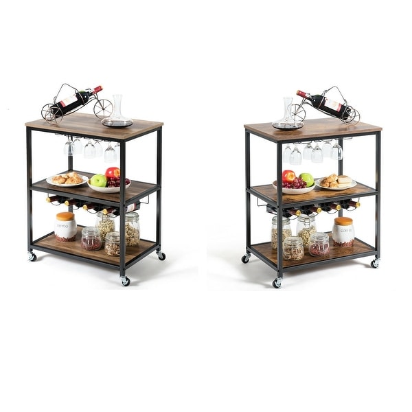 Shop Gymax 3-Tier Rolling Kitchen Cart Utility Serving Bar ...