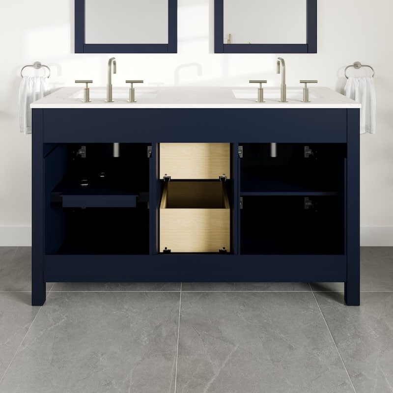 Totti Artemis 60" Blue DS Bath Vanity with WH Engineered Top