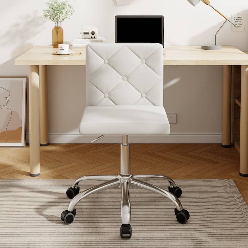 Javlergo Armless Office Desk Chair PU Leather Mid-Back Adjustable Height 360° Rolling Swivel 10 Colors Available Office Chair