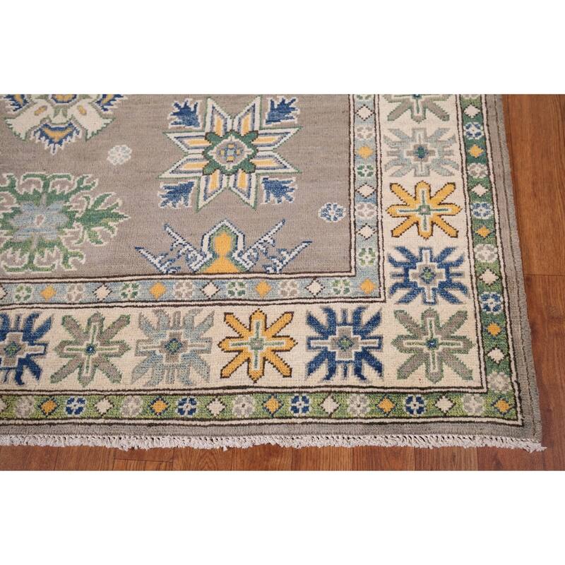 Oriental Grey Kazak Area Rug Handmade Wool Carpet - 5'0" x 6'10"