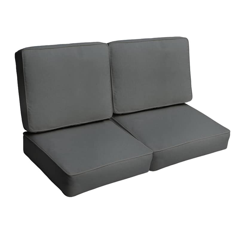 Sunbrella Canvas Charcoal Grey Indoor/Outdoor Deep Seating Cushion Loveseat Set - 23.5 in W x 23 in D - 23.5 in W x 23 in D - Canvas Charcoal Grey