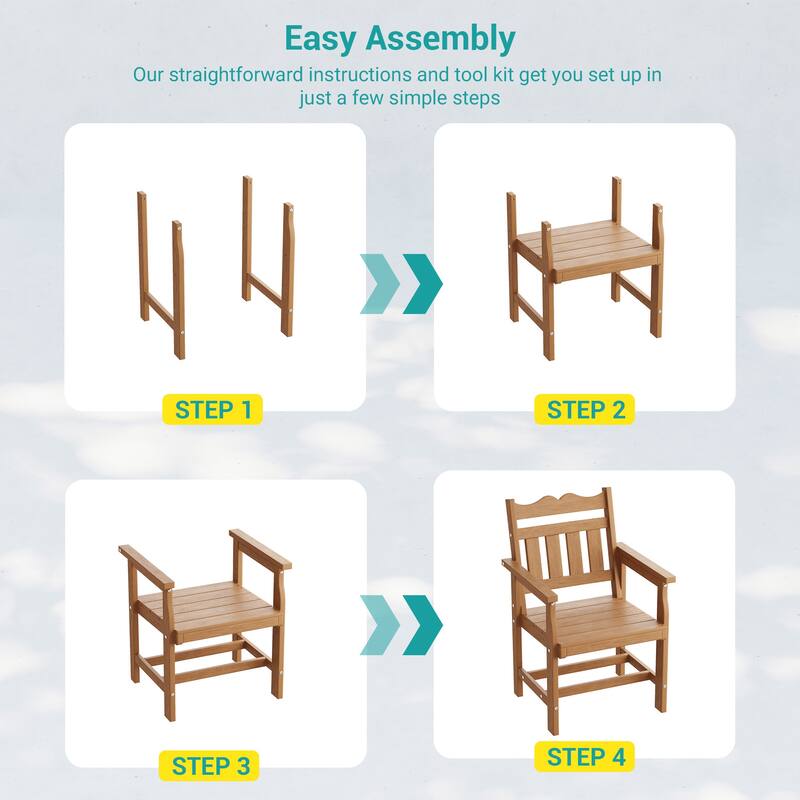 HIPS All-weather Outdoor Dining Chairs with 304 Hardware (Set of 2)