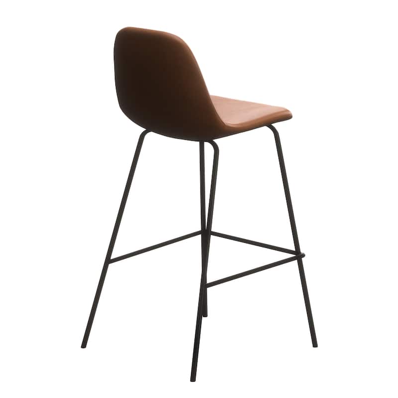 Maxine Vegan Leather Counter Height Stools Black Legs (Set of 2)