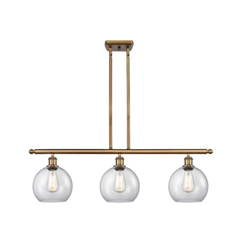 Innovations Lighting Athens 3 Light 36" Island Light - 8" Shade - Clear/Brushed Brass