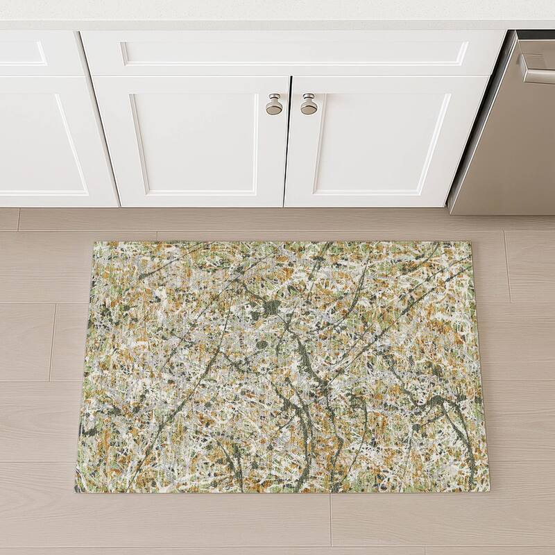 Machine Washable Indoor/ Outdoor Modern Splatter Chantille Rug