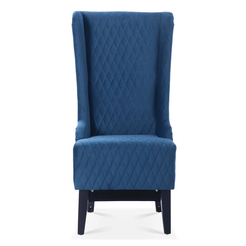 Velvet Wingback Chair with High Back Support and Wooden Legs