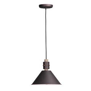 Tucson 1-light 11.25" Wide Steel Pendant - oil rubbed bronze / weathered wood