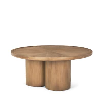 Tavi Medium Brown Round Coffee Table - 39.3L x 39.3W x 16.5H