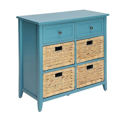 Flavius Console Table With 6 Drawers, Blue