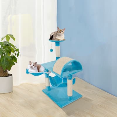 28" / 32'' Stable Cute Sisal Cat Climb Holder Cat Tower Lamb Blue