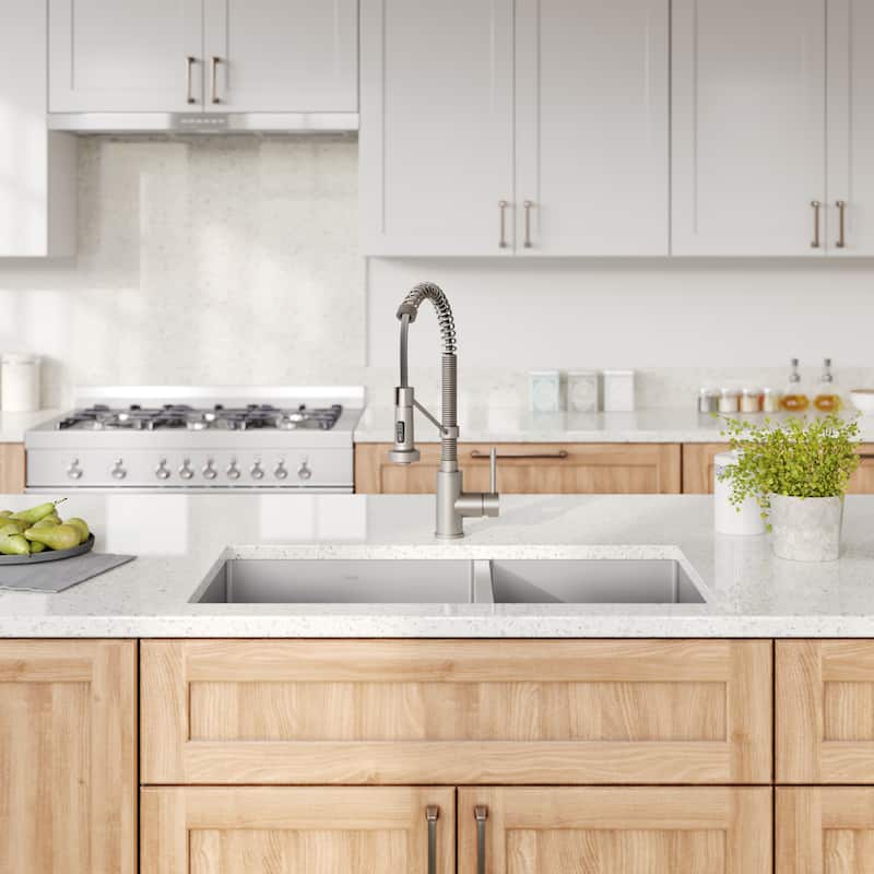 Kraus 3-in-1 Set Undermount Kitchen Sink, Pulldown Faucet, Dispenser