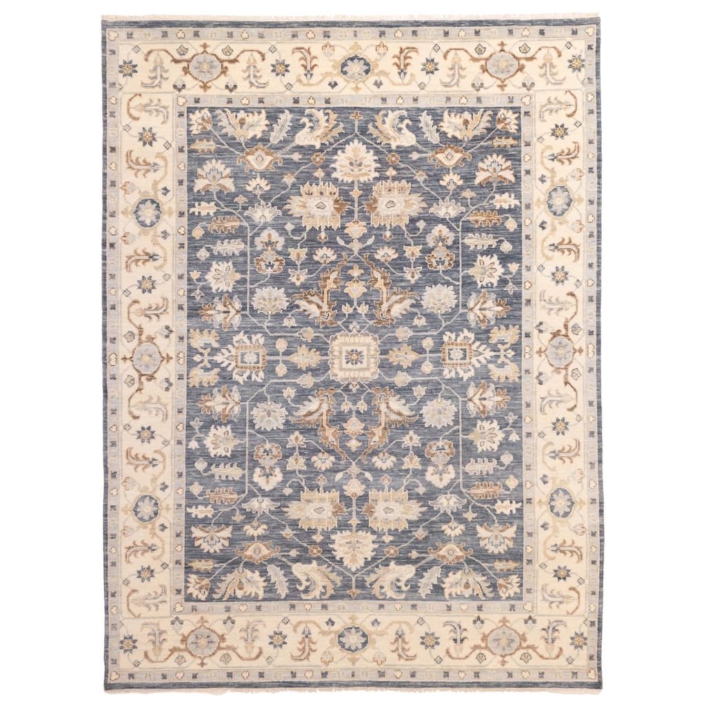 ECARPETGALLERY Hand-knotted Modern Oushak Dark Navy Wool Rug - 9'1 x 12'0