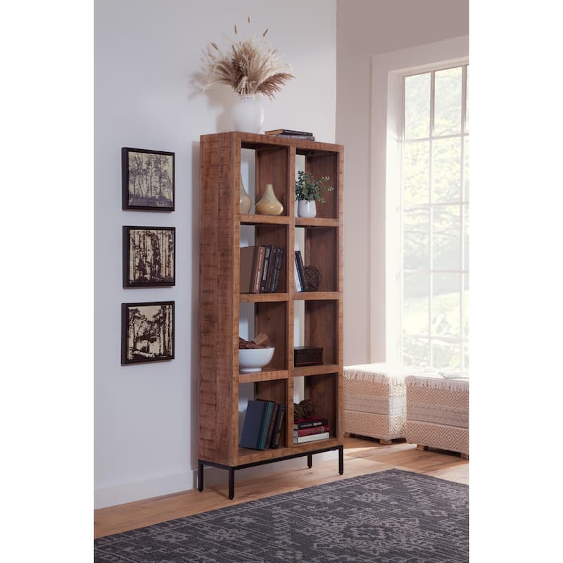 Jordan Brown Wood Open Shelf Etagere Bookcase - Black/Brown