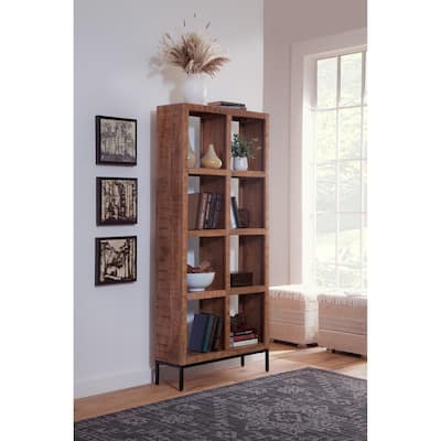 Jordan Brown Wood Open Shelf Etagere Bookcase