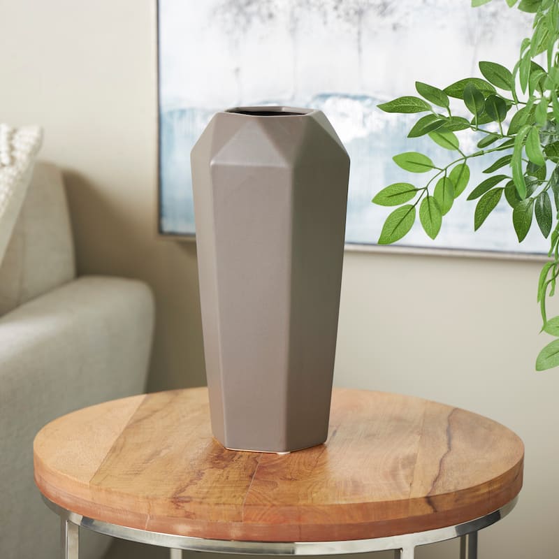 Ceramic Vase - Gray - Roche River Decor - 6"W x 6"L x 14"H