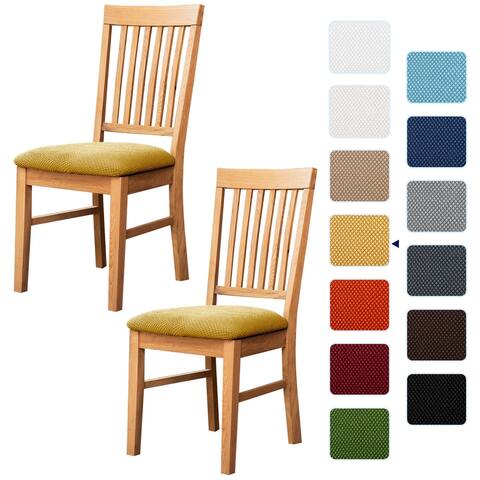 Subrtex 2 PCS Dining Chair Seat Covers Jacquard Cover with Ribbon