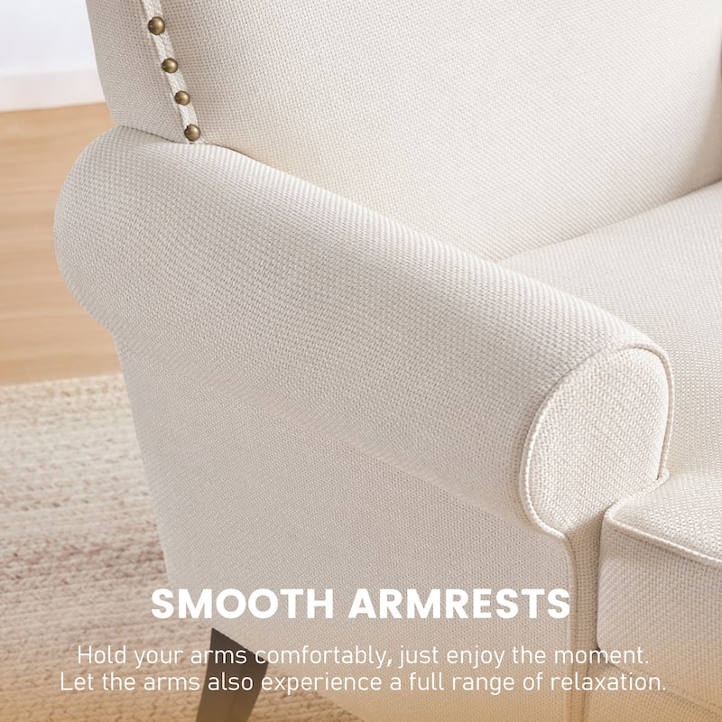Uniquely Designed Riveted Fabric Sofa, Single Chair Loveseat