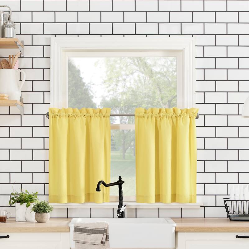 No. 918 Martine Microfiber Semi-Sheer Rod Pocket Kitchen Curtain Valance and Tiers Set