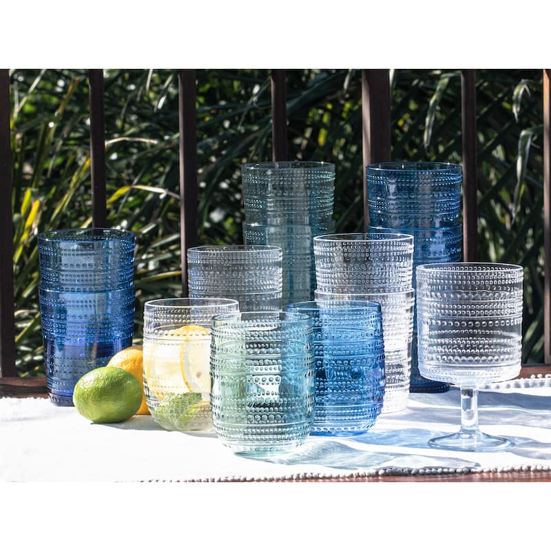 Abode Homewares Beaded Acrylic Drinking Glass - 16 oz - Set of 6