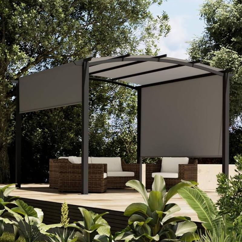 10x10 FT Outdoor Patio Arched Pergola Gazebo for Backyard Garden Porch Lawn