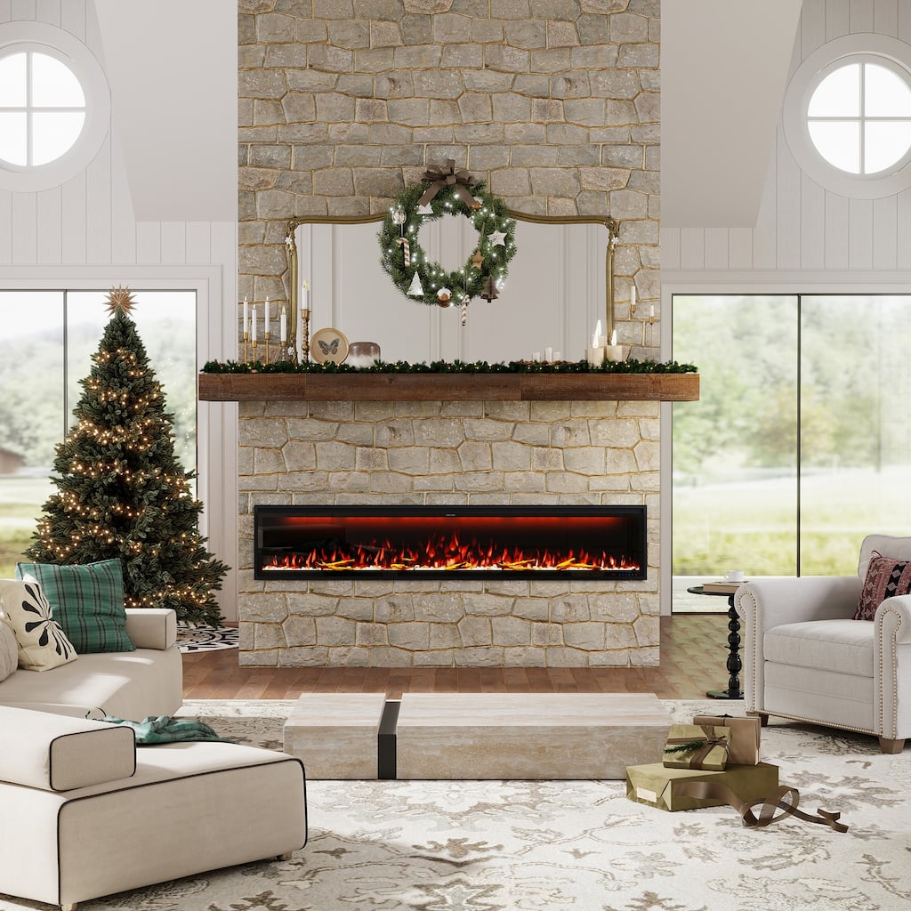 Clihome 42-88" Recessed Wall-Mounted Smart Control Electric Fireplace