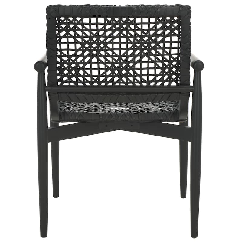 SAFAVIEH Clarissa Solid Wood & Leather Accent Chair (Fully Assembled) - W23" x D23" x H33" - 23Wx23Dx33H