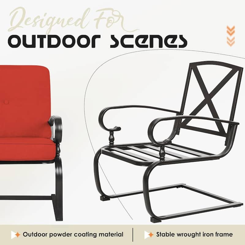4-Piece Outdoor Patio Conversation Set, Glider Bench and Rocker Chairs with Bistro Table and Cushions