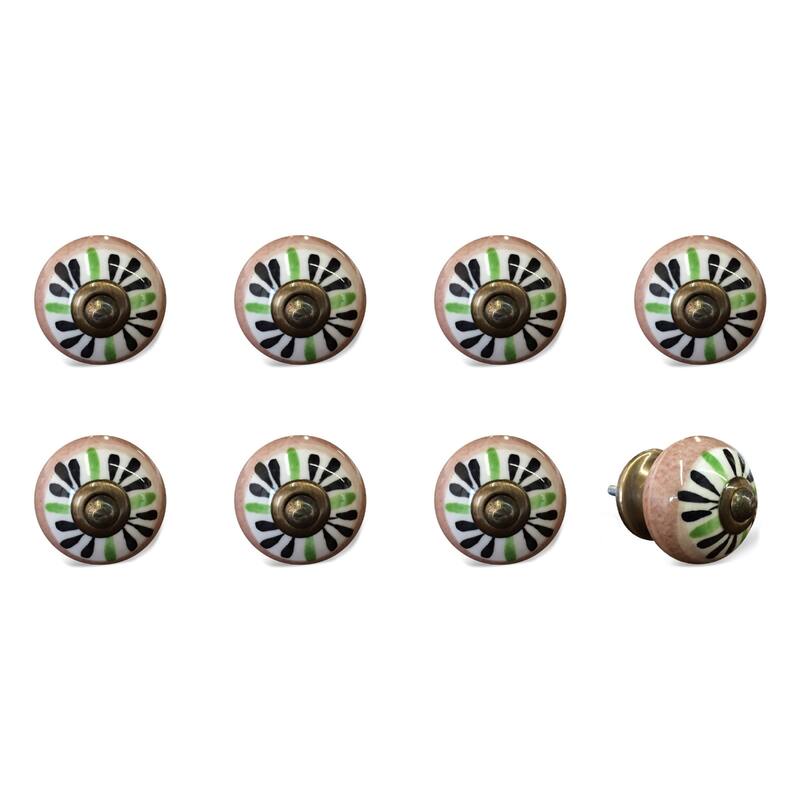 Decorative Ceramic Drawer Pulls Set of 8 in Antique Bronze Finish for Cabinets Dressers and Furniture - 1.5” x 1.5” x 1.5”
