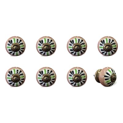 Decorative Ceramic Drawer Pulls Set of 8 in Antique Bronze Finish for Cabinets Dressers and Furniture - 1.5” x 1.5” x 1.5”