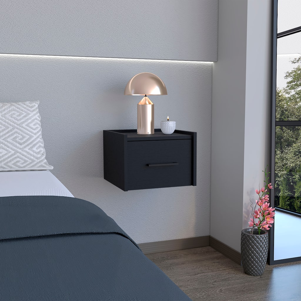 Modern Floating Nightstand,Space-Saving Design with Convenient Drawer and pull Handle for Bedroom,Closet,Entryway,College Dorm