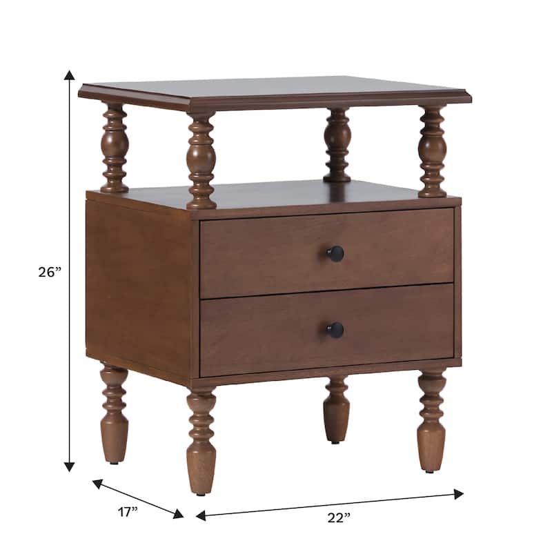 Walker Edison Spindle Dresser and 2-Drawer Nightstands Bedroom Set