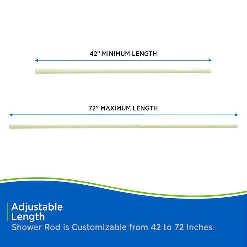 Kenney Twist & Fit No Tools Spring Tension Shower Curtain Rod, 42-72"
