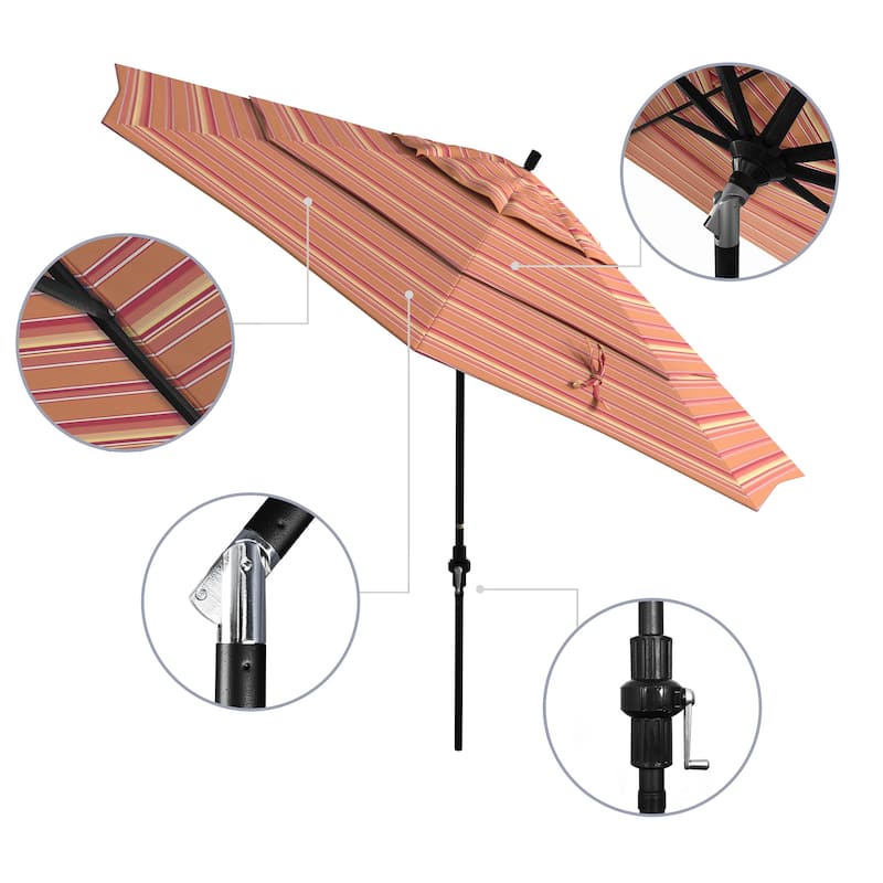 California Umbrella 11' Rd Golden State Series Patio Umbrella Black Aluminum Frame Crank Lift Collar Tilt Sunbrella - Dolce Mango