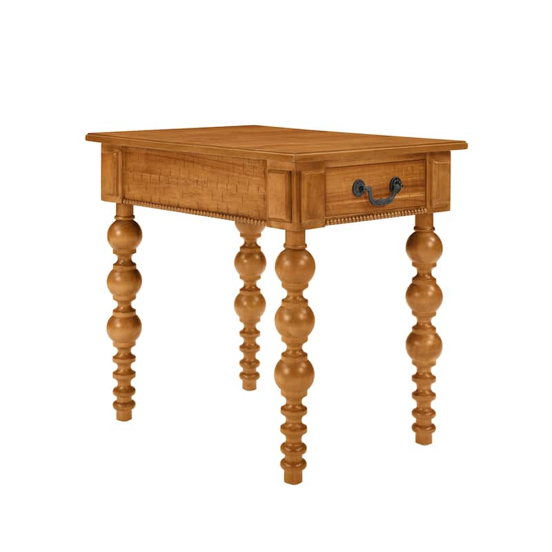 Solid Wood End Table with Drawer, Easy Assembly Vintage Narrow Sofa Side Table for Living Room