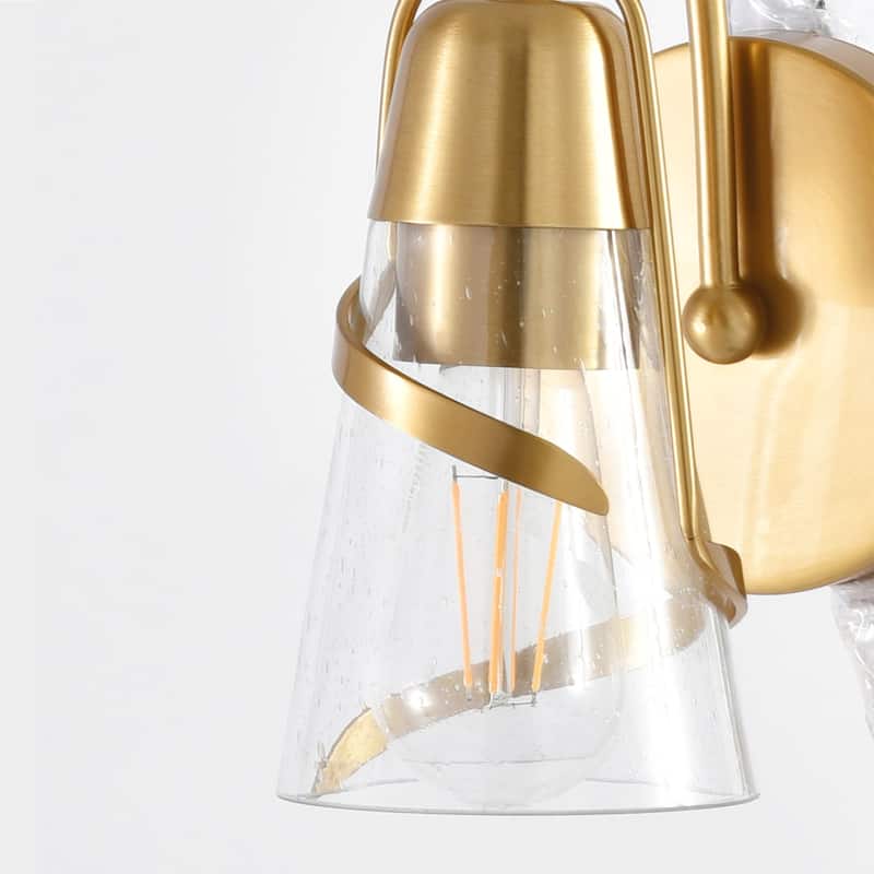 Parrot Uncle 5" Modern Gold Seeded Glass 1-Light Wall Light Sconce