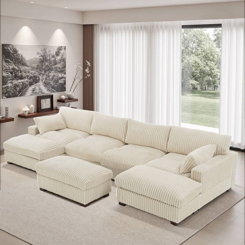 6-Piece 118.4"W Plush Oversized Modular Sectional Sofa Set