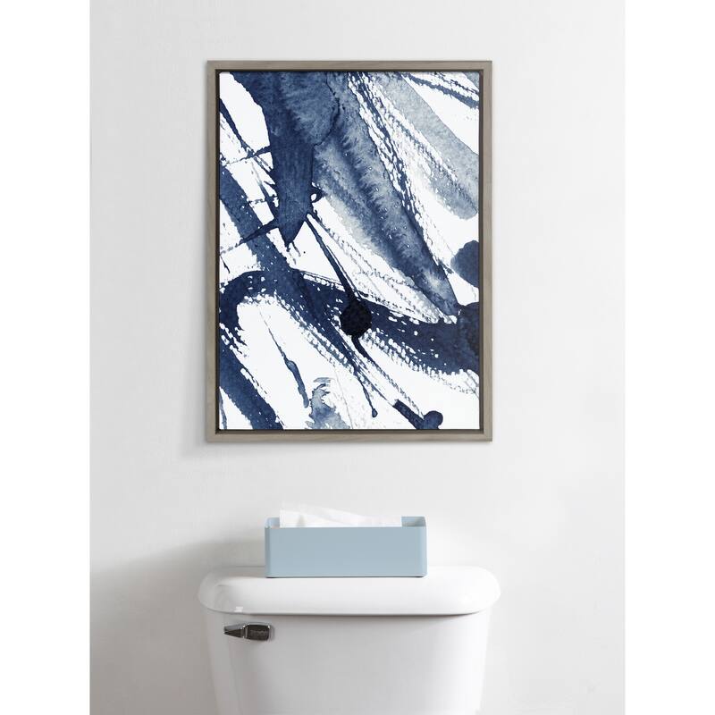 Kate and Laurel Sylvie Indigo Framed Canvas by Amy Peterson Art Studio