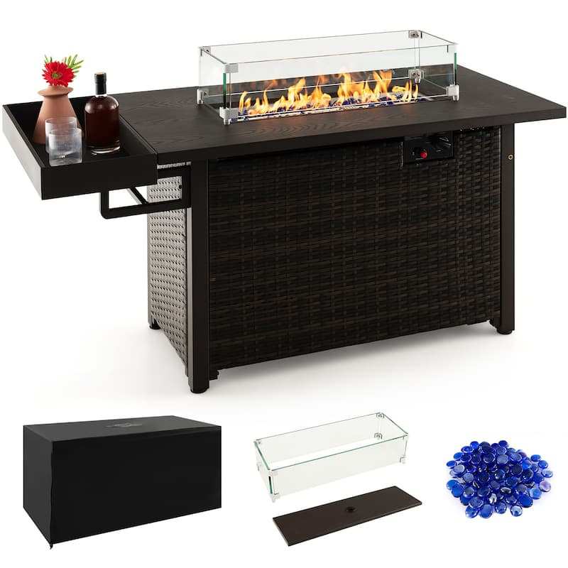 Gymax Propane Gas Fire Pit Table 52 Inch Propane Fire Pit w/ Wind - Brown