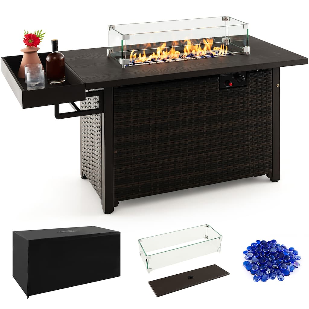 Gymax Propane Gas Fire Pit Table 52 Inch Propane Fire Pit w/ Wind