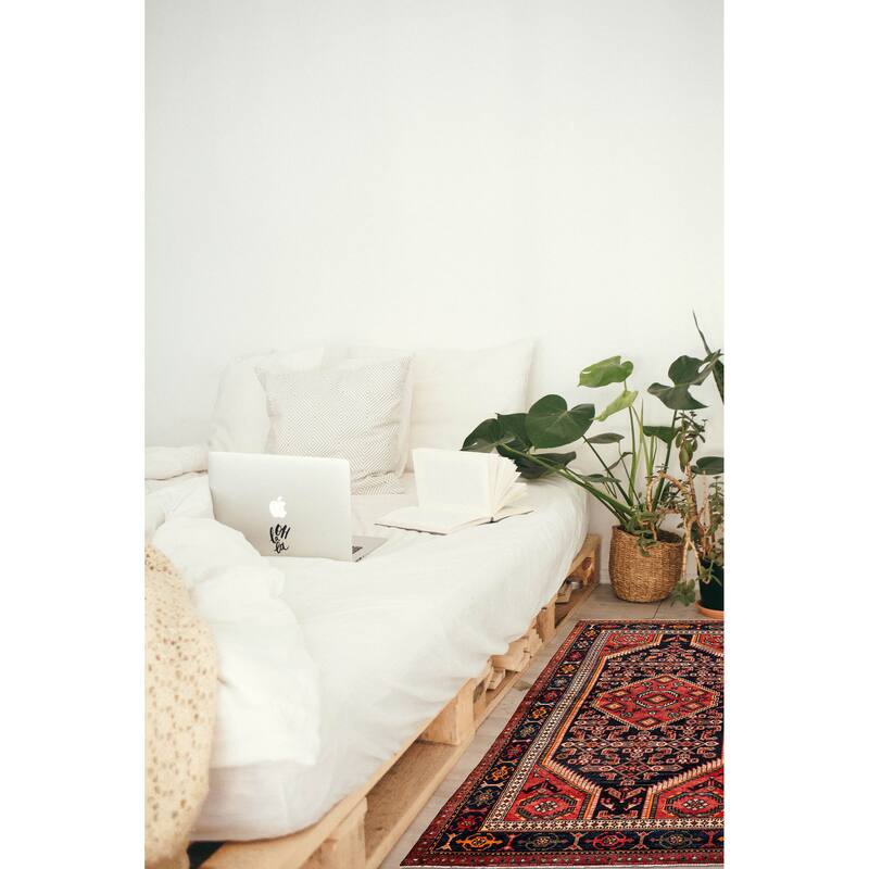 ECARPETGALLERY Hand-knotted Anadol Dark Navy, Red Wool Rug - 4'0 x 6'11