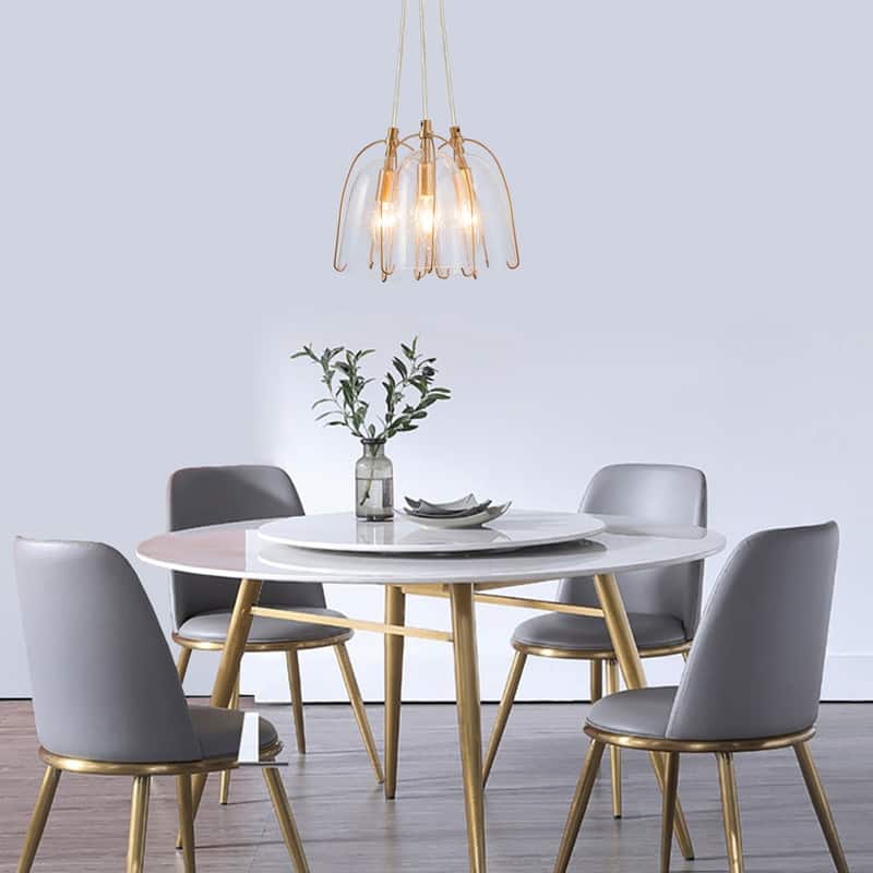 Modern Tulip Glass Island Pendant Light Linear Cluster Chandelier for Dining Room, Entryway - 3-light - 3-light