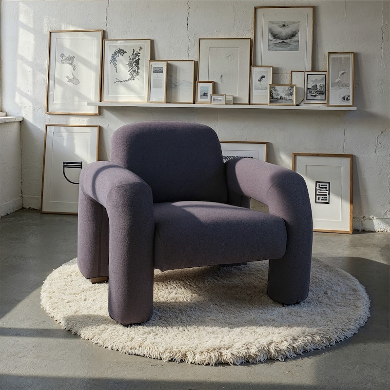 Chenille Fabric Upholstered Chair - 35.63"L x 31.88"W x 29.5"H