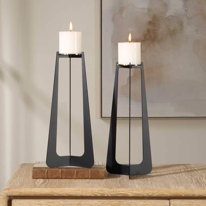 Uttermost Columnar Black Candleholders (Set of 2) - 6.25" W x 15.00" H x 6.25" D