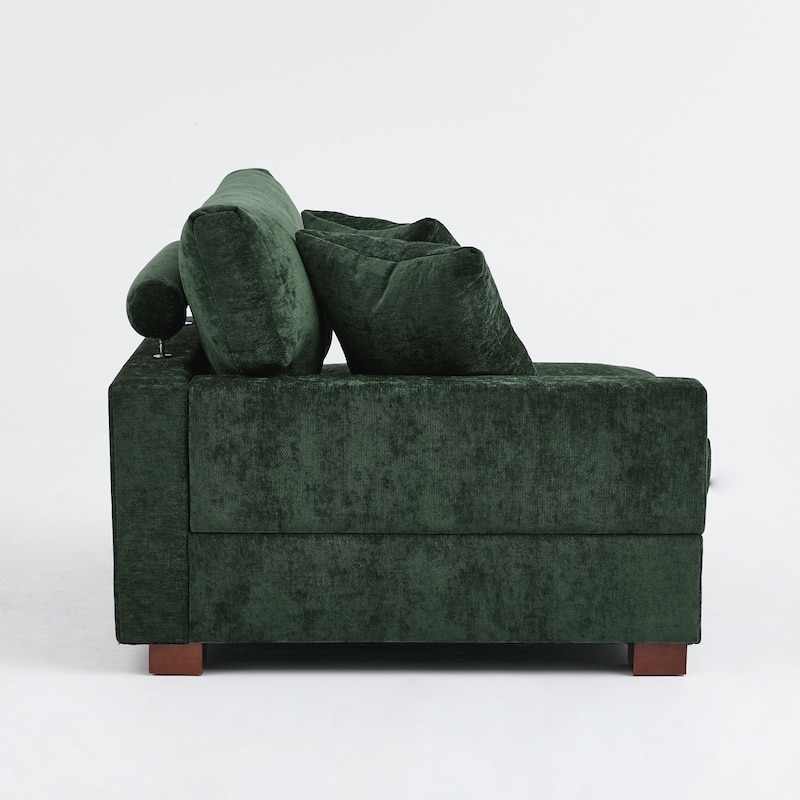 41" W Modern Chenille Corner Arm Accent Chair Sectional Module with Pillows