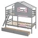 preview thumbnail 3 of 23, Playhouse-inspired Style Twin over Twin Bunk Bed with 2 Drawers, 1 Storage Box, 1 Shelf, Window and Roof-Gray