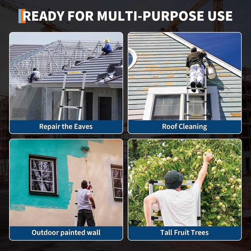 Aluminum Telescoping Ladder, Collapsible Extension Ladder for Home RV Outdoor Work
