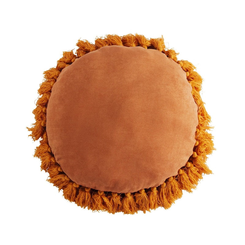 HiEnd Accents Aria Round Pillow with Tassels, 18" x 18"